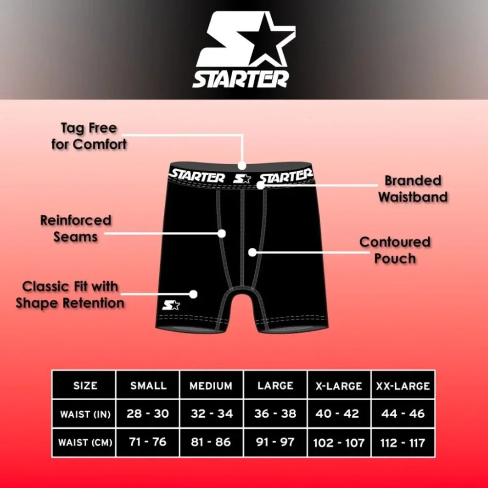 NEW Starter Men’s Active Performance Boxer Briefs Underwear 6 Pack Set of 6 S Si
